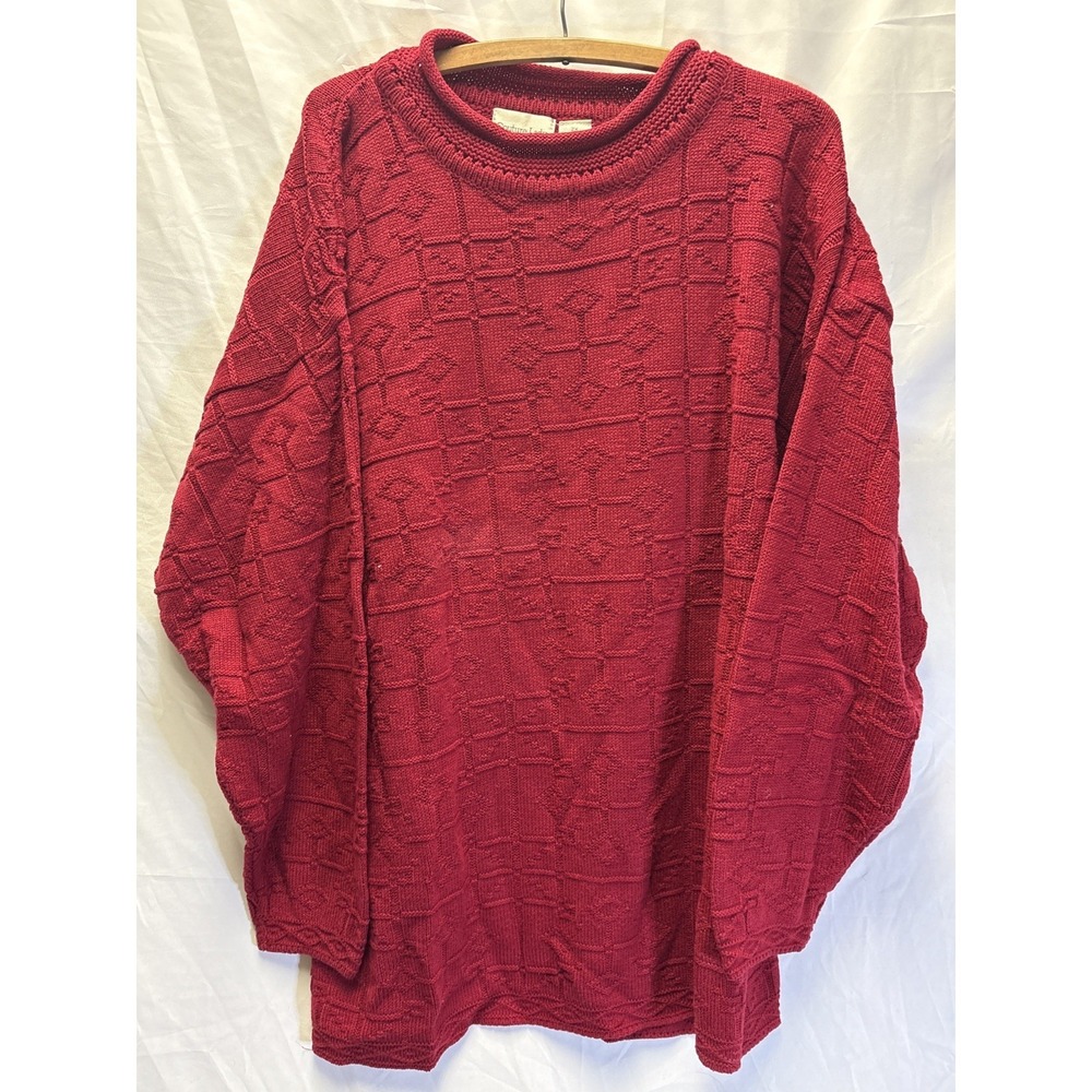 Vtg Women's Couture Lady Textured Knit Red Sweater 2x Acrylic Long Sleeve
